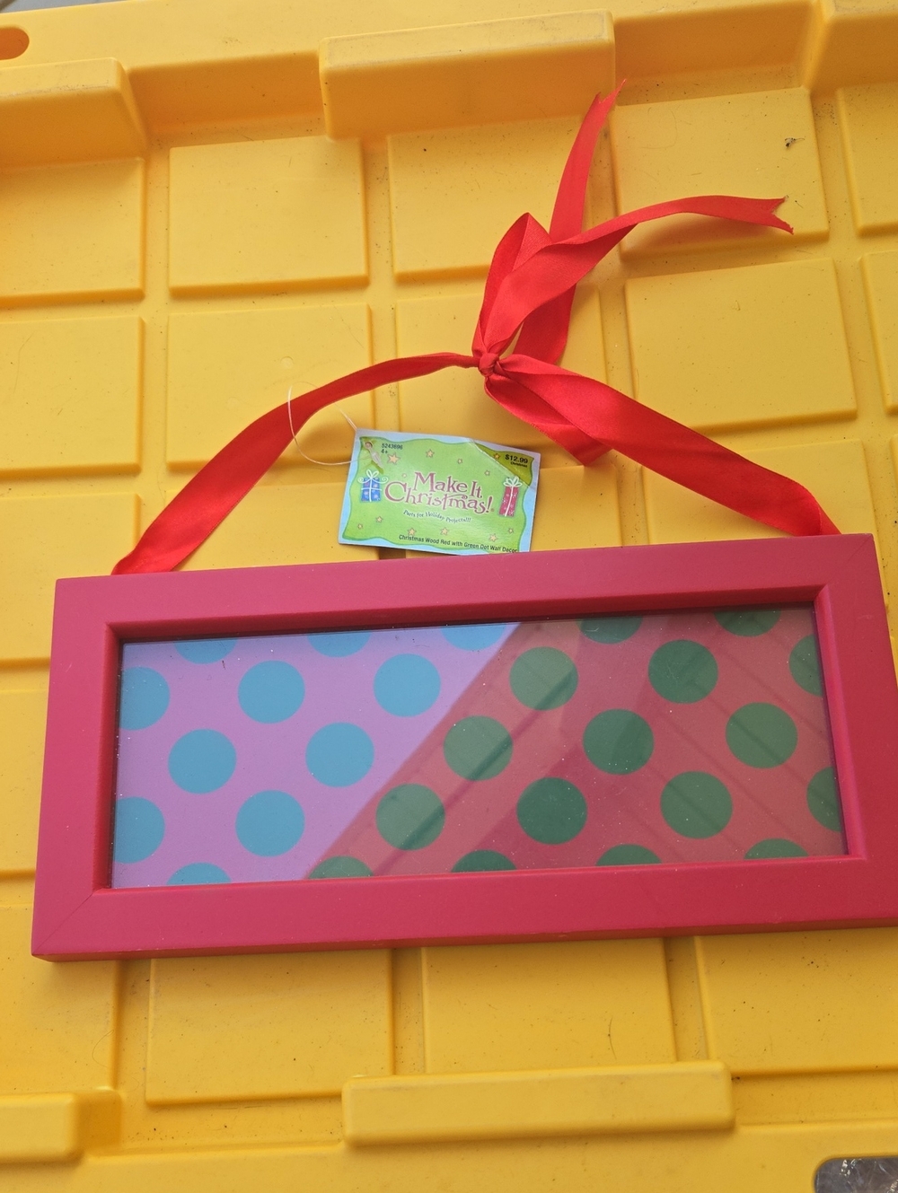 Red Polka Dot Decorative Wall Frame with Ribbon